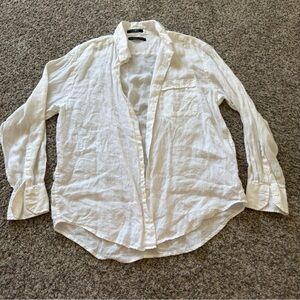 Geoffrey Beene White Linen Button-Down Shirt